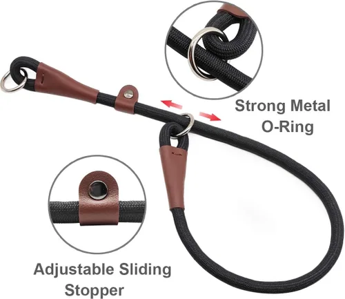 Vista 2 de MayPaw Collar ajustable de cuerda de nailon para entrenamiento de perros, collares de perro Martingala redondos sin tirones para perros pequeños