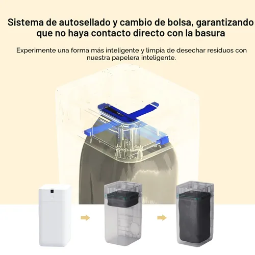 Vista 3 de Airdeer Bote de Basura Automático, Bote de Basura Inteligente de 3 Galones con Autosellado y Autocambio, Sensor de Movimiento, Bote de Basura sin
