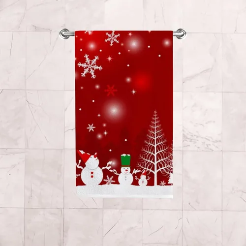 Vista 6 de Vantaso Juego de 2 toallas de mano de baño, diseño de muñeco de nieve rojo, muñeco de nieve, suaves y absorbentes, toalla de mano de cocina
