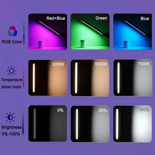 Vista 3 de Varita de luz para fotografía, tubo RGB, luz para fotografía, luces RGB, iluminación de video para filmación, transmisión, barra de luz LED