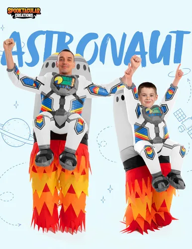 Vista 2 de Spooktacular Creations - Disfraz inflable de astronauta para niños y Blanco