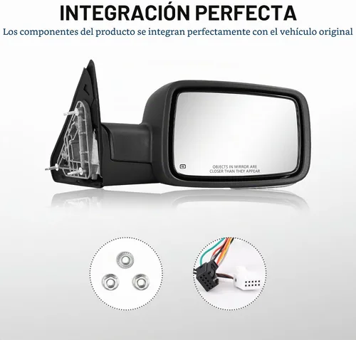 Vista 7 de Sanooer - Par de espejos laterales para Dodge Ram 1500 y 10-18 2500-3500 Sin pintar