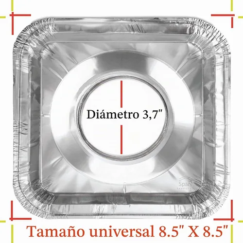 Vista 4 de Spare Papel de aluminio cuadrado, desechable, cubiertas protectoras para horno, quemadores, estufa, fácil de limpiar, color plateado