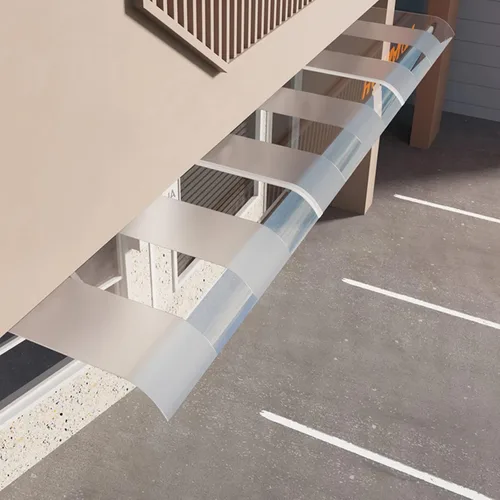 Vista 5 de Cubierta de policarbonato moderna semiescarchada, toldo curvado para patio, protección UV, toldo de ventana invisible, toldo para puerta delantera