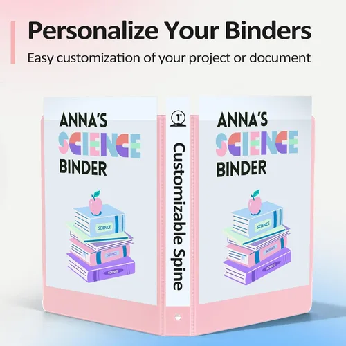 Vista 5 de BinderX - Carpeta de 3 anillos redondos extraduradera de 1 pulgada, se adapta a 175 hojas de papel de 8.5 x 11 pulgadas, cubierta personalizable