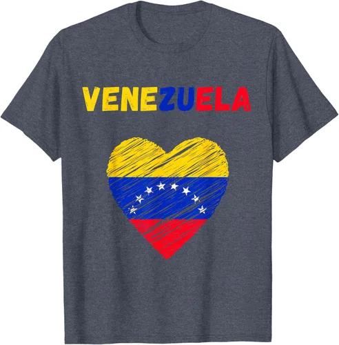 Vista 90 de Camiseta con la bandera venezolana con corazón de Venezuela, Negro