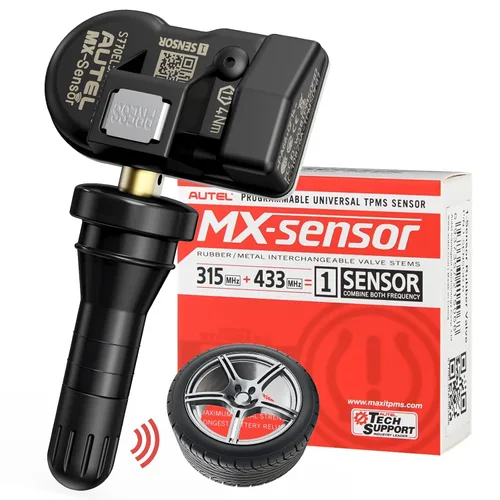 Vista 10 de Autel Juego de 4 sensores TPMS, sensor MX, sensor de presión de neumáticos MaxiTPMS 2 en 1 (315 MHz + 433 MHz), sensor OE de inserción programable