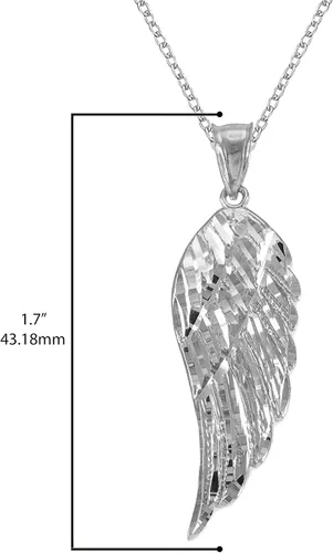Vista 3 de Claddagh Gold Religious Jewelry - Colgante de plata de ley 925 con textura de ala de ángel (mediano) 1.7 pulgadas, Plata esterlina Metal Plata, No