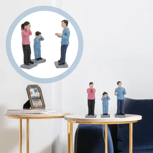 Vista 5 de Kisangel Juego de figuras pequeñas pintadas de 1.18 pulgadas con temática de disputas familiares, para decoración de jardín y juguetes para niños
