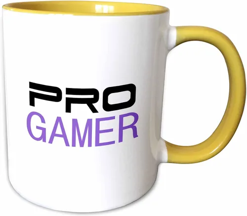 Vista 9 de 3dRose mug_151243_4 "Pro gamer - awesome gaming job or hobby and proud of it - computer pro-gamer in black and purple" Taza, 11 oz, Negro
