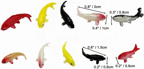 Vista 5 de 50 figuras miniatura de peces Koi para mini casa de muñecas, jardín de hadas, decoración de paisajes