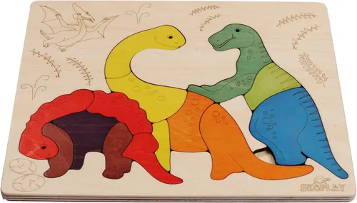 Vista 3 de Rompecabezas de madera Jurassic Rompecabezas de 15 piezas Dinosaurios para niños de 3 años en adelante
