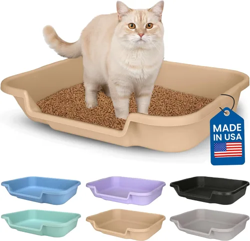 Vista 43 de KittyGoHere - Caja de arena para gatos mayores, sartén pequeña con cuchara jumbo de mango largo, caja de arena para gatos de entrada baja, ligera