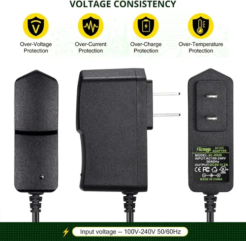 Vista 4 de Facmogu Pack de 2 adaptadores de corriente DC 5V 2A, transformadores de alimentación de CA 100-240V a CC 5V 2A 10W, conector de 5.5 x 2.5mm También