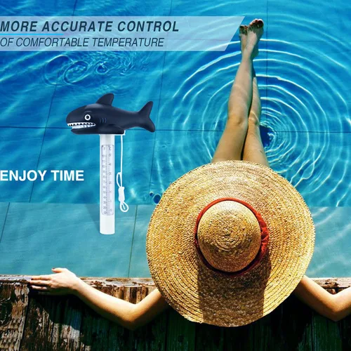 Vista 4 de Termómetro flotante de 2 piezas para piscina con estanque de cuerda termómetro de temperatura del agua con lecturas precisas de temperatura