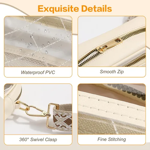 Vista 4 de MoKo Clear Bag for Stadium Events - Multi Pockets Clear Sling Purse Crossbody Bag with Adjustable Shoulder Strap Stadium Events, Multi Pockets