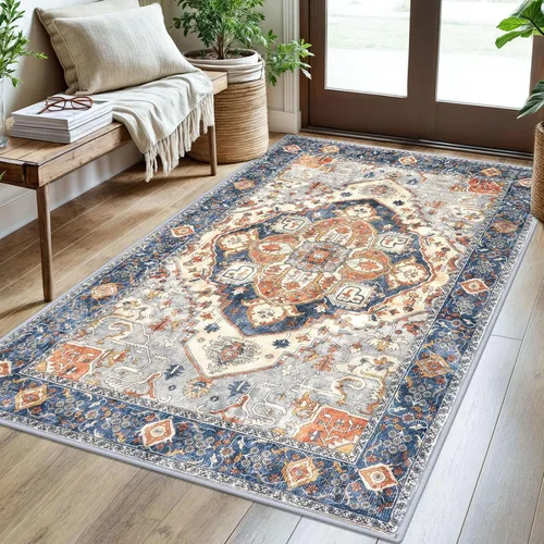 Vista 164 de SIILOOM Alfombra lavable de 2 x 3 pies, alfombra suave color taupe ceniza para entrada, tapete antideslizante para puerta de interior, tapete