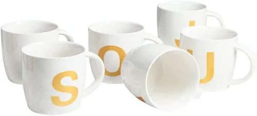 Vista 6 de ZaH Taza de café de 16 onzas, taza de cerámica del alfabeto ABC para mujeres, hombres, niños y niñas, decoración del hogar, taza inicial A-Z (A)