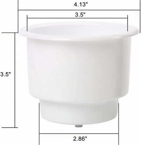 Vista 2 de Amarine Made Soporte empotrado para latas y bebidas de plástico con drenaje para barco, coche y marina, 3 piezas, color blanco
