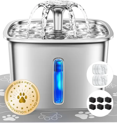Vista 14 de Veken Ganador del Premio a la Innovación Fuente de Agua para Gatos de Acero Inoxidable, 95oz/2.8L Dispensador Automático de Agua para Mascotas