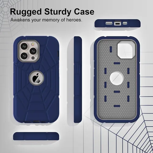 Vista 6 de Grifobes Funda diseñada para iPhone 14 Pro, silicona gruesa 3 en 1, resistente, a prueba de golpes, resistente, funda de goma de 6.1 pulgadas