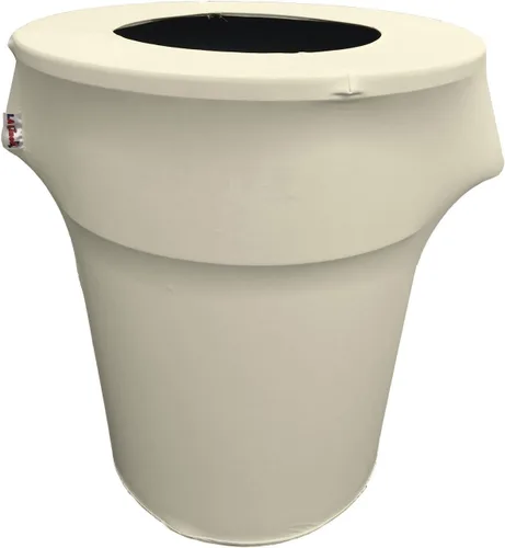 Vista 32 de LA Linen Funda elástica de elastano ajustable para cubo de basura Slim Jim de 23 galones, cubierta de contenedor de residuos, decoración de patio