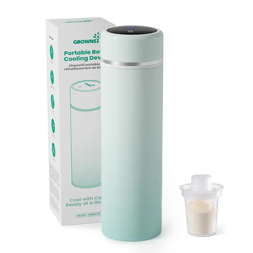 Vista 9 de Grownsy Fabricante portátil de biberones de fórmula para bebés, enfriamiento rápido en 3 minutos, enfriamiento físico puro, no necesita energía