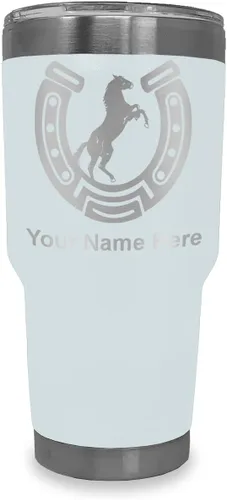 Vista 10 de LaserGram Vaso personalizado de 20 onzas, herradura con caballo (negro)