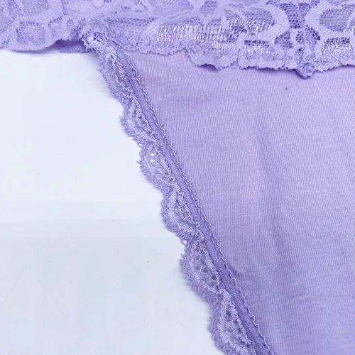Vista 5 de Paquete de 6 tangas de encaje de cintura alta para mujer, ropa interior de algodón de talla grande, estilo retro, control de abdomen, tangas