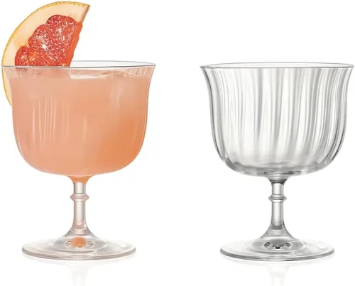 Vista 13 de LEMONSODA Crystal Coupe - Copas de cóctel y vino, Lotus, Deco, 12 onzas Juego de 2 vasos aptos para lavavajillas, para bar y fiesta de cóctel