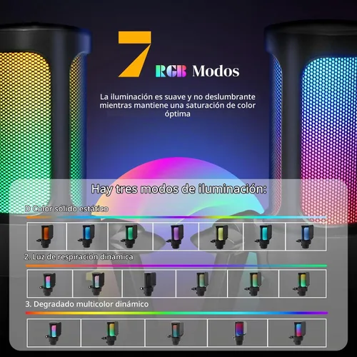 Vista 2 de VCOM Micrófono USB para juegos, micrófono de brazo dinámico de condensador para podcasting, transmisión, con soporte de brazo de brazo, silencio