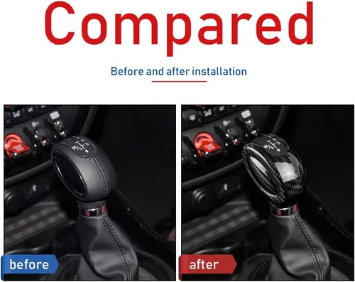 Vista 3 de AIRSPEED Cubierta de la perilla de la palanca de cambios de fibra de carbono, calcomanía interior para Mini Cooper F54 F55 F56 F57 F60 Accesorios