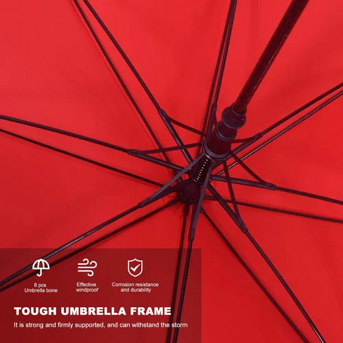 Vista 4 de KoKoBin Paraguas de lluvia de gran tamaño abierto automático para hombres mujeres palillo paraguas, Rojo
