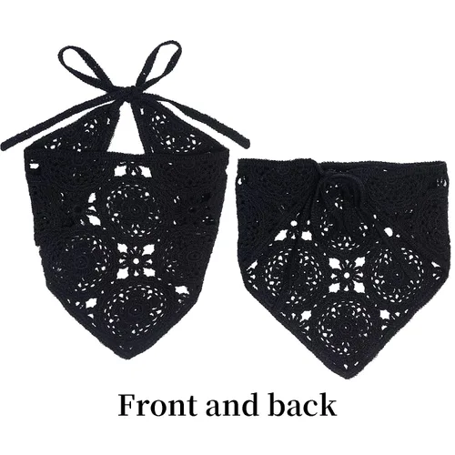 Vista 3 de hoyuwak Bandanas de ganchillo para la cabeza, bufanda para el cabello, bufanda para el cabello para mujer, accesorios de punto para el cabello