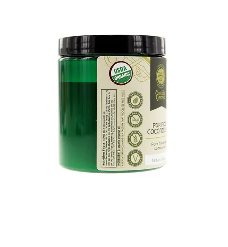 Vista 2 de Druids Grove Aceite de coco orgánico purificado, vegano, sin OMG, sin gluten, 16 onzas líquidas