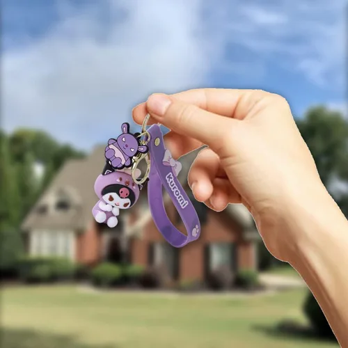 Vista 4 de PIXEZO Bonito llavero de regalo Llavero de anime Kawaii con dije de gatito de dibujos animados, llavero para llavero de coche para niñas y mujeres