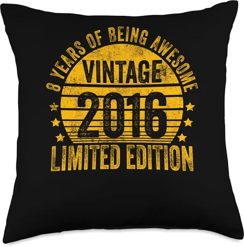 Vista 4 de 8 Year Old Vintage 2016 Limited Edition Bday Throw Pillow