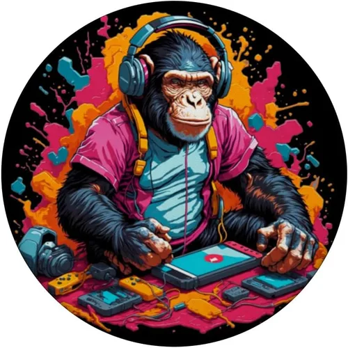 Vista 3 de Retro Gaming Chimp: Chimpancé Gamer Chimpancé Chimpancé Controlador de juegos PopSockets intercambiables PopGrip
