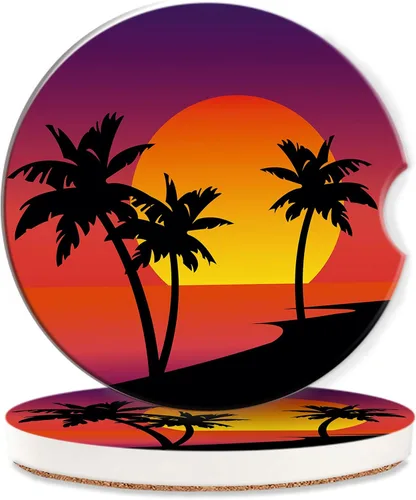 Vista 14 de Posavasos de automóvil de los años 70, diseño de hongos Groovy para mujer, paquete de 2, retro, fantasma, arco iris, absorbentes, para portavasos