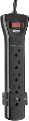 Vista 7 de Tripp Lite Surge Enchufe múltiple con protección para sobrecargas, en ángulo recto, con cable de 6 pies. Negro