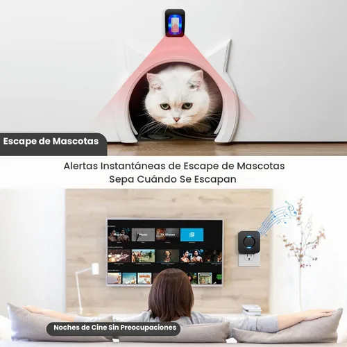 Vista 4 de Wireless Motion Sensor LED Light - Motion Detector Alarm Chimes Door Sensor