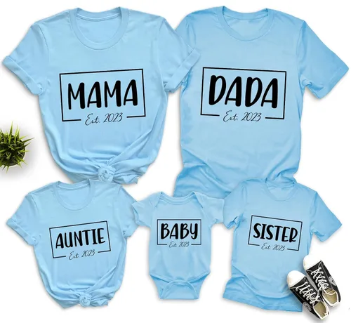 Vista 6 de Family Matching Outfits Set 2023 Shirts, Grandma Grandpa Mama Dada Auntie Sister Brother Daddy Mom Baby Matching Group Funny Family Day Party