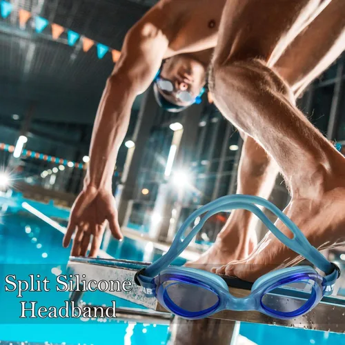 Vista 5 de Water Gear Racer - Gafas de natación antiniebla, ideales para piscina y buceo, unisex Azul con marco azul