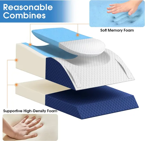Vista 7 de TranquilRelax Almohada para piernas, almohada de elevación de piernas con almohadilla y espuma viscoelástica, almohada de altura ajustable