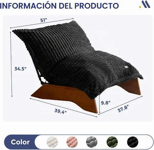 Vista 2 de MAXYOYO Silla ajustable para sala de estar, silla puff de 3 posiciones con funda extraíble, silla decorativa tapizada con marco, sillón reclinable