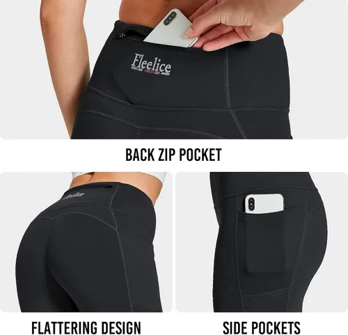 Vista 2 de FitsT4 Sports Pantalones de equitación con forro polar para mujer, pantalones ecuestres de invierno, con parche en la rodilla, mallas de equitación