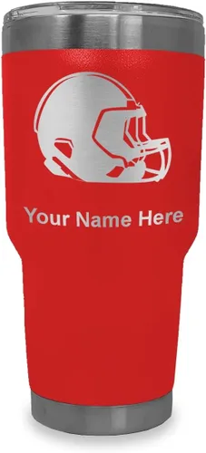 Vista 35 de LaserGram Vaso aislado al vacío de 20 onzas, casco de fútbol, grabado personalizado incluido (morado claro)