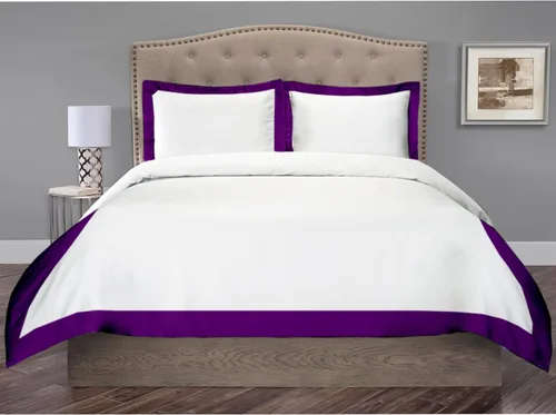 Vista 10 de Hotel Luxury - Juego de funda de edredón de 3 piezas de doble tono, 850 hilos, 100% algodón orgánico, colección de ropa de cama de alta calidad