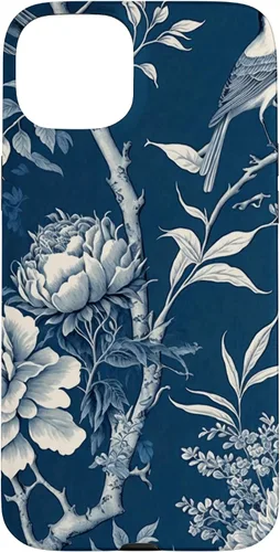 Vista 9 de Chinoiserie Floral Toile Blue and White Funda para iPhone 17