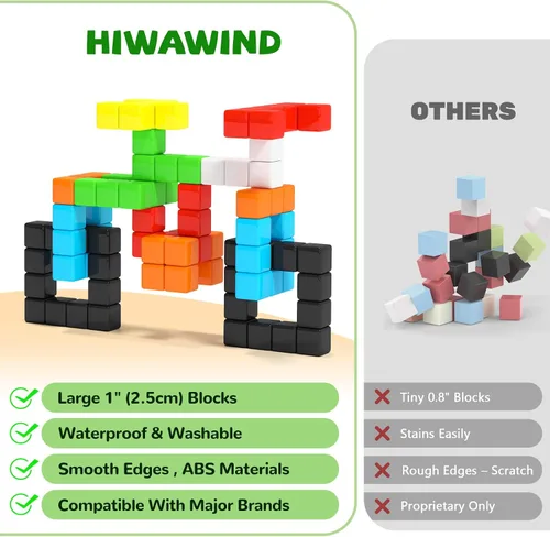 Vista 2 de Hiwawind 40 bloques magnéticos, regalos ideales para niños de 3, 4, 5, 6 años, juguetes de aprendizaje STEM para niños y niñas de 3 a 5 años